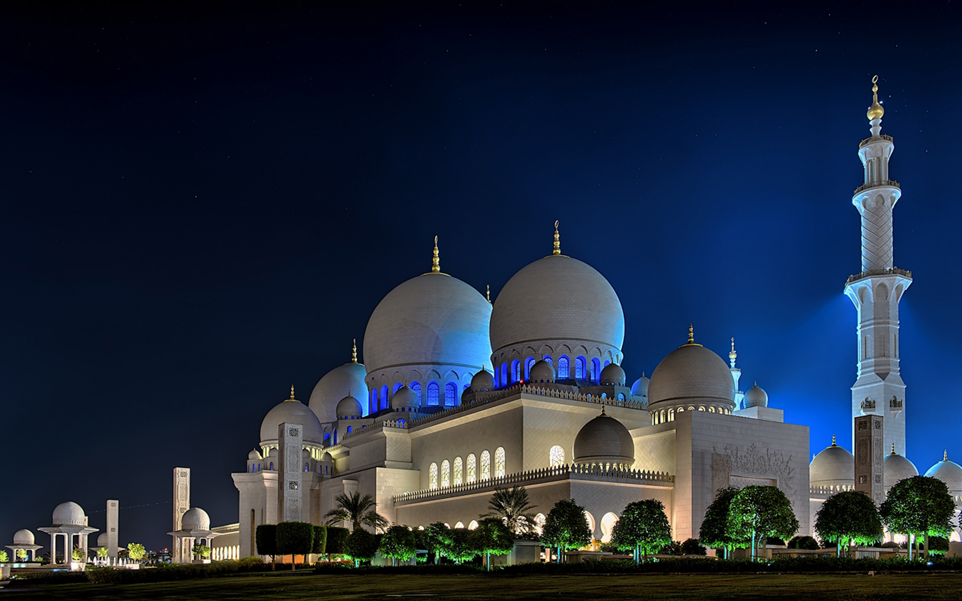 Beautiful illuminated mosque at night